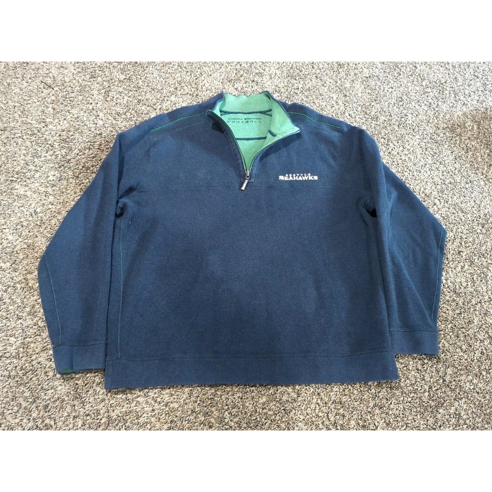 TOMMY BAHAMA 1/4 Zip Pullover Men's L or XL Blue SEATTLE SEAHAWKS
